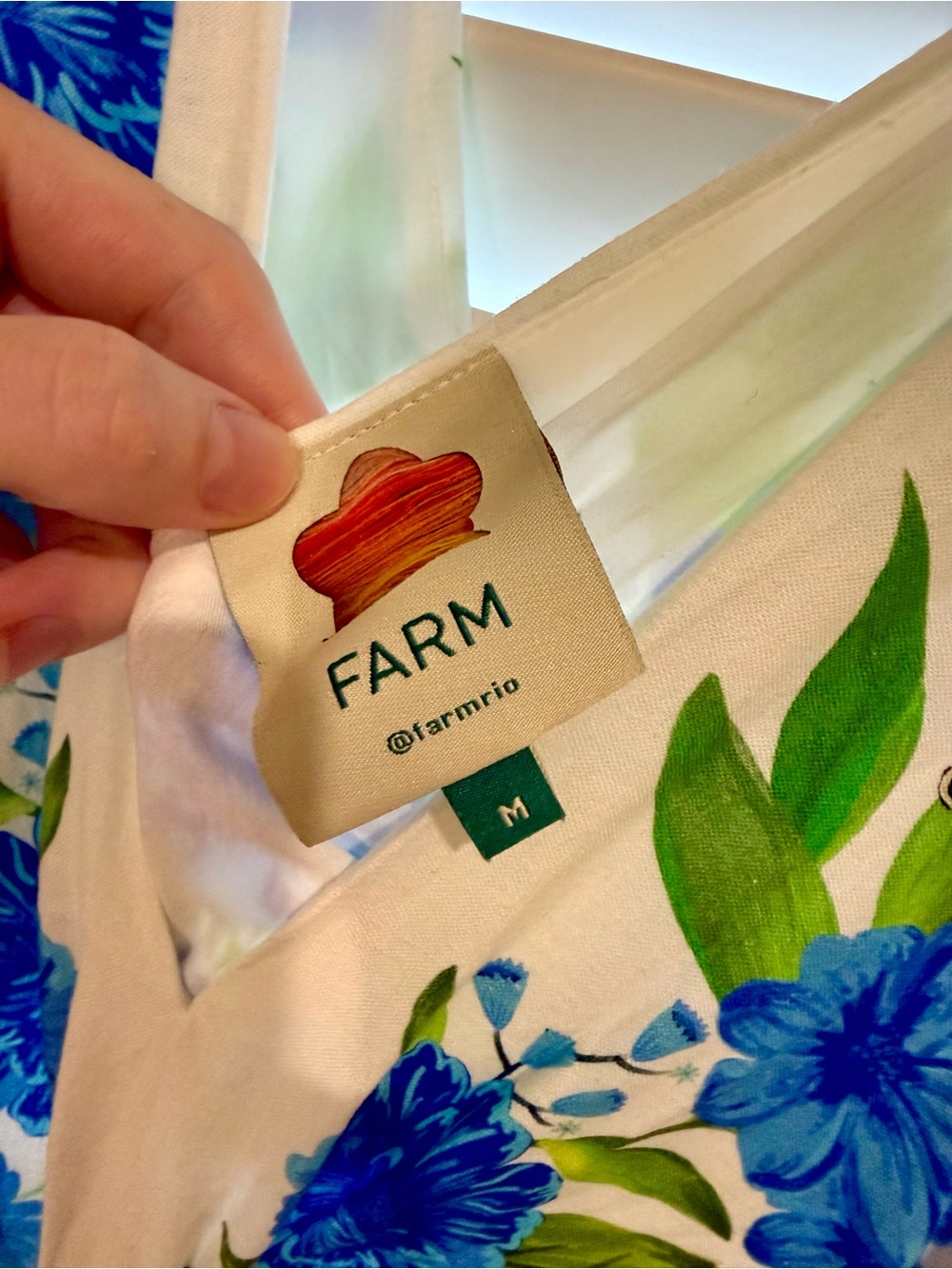 FARM Rio White Midi Dress with Blue Floral Print - Picture 6 of 7